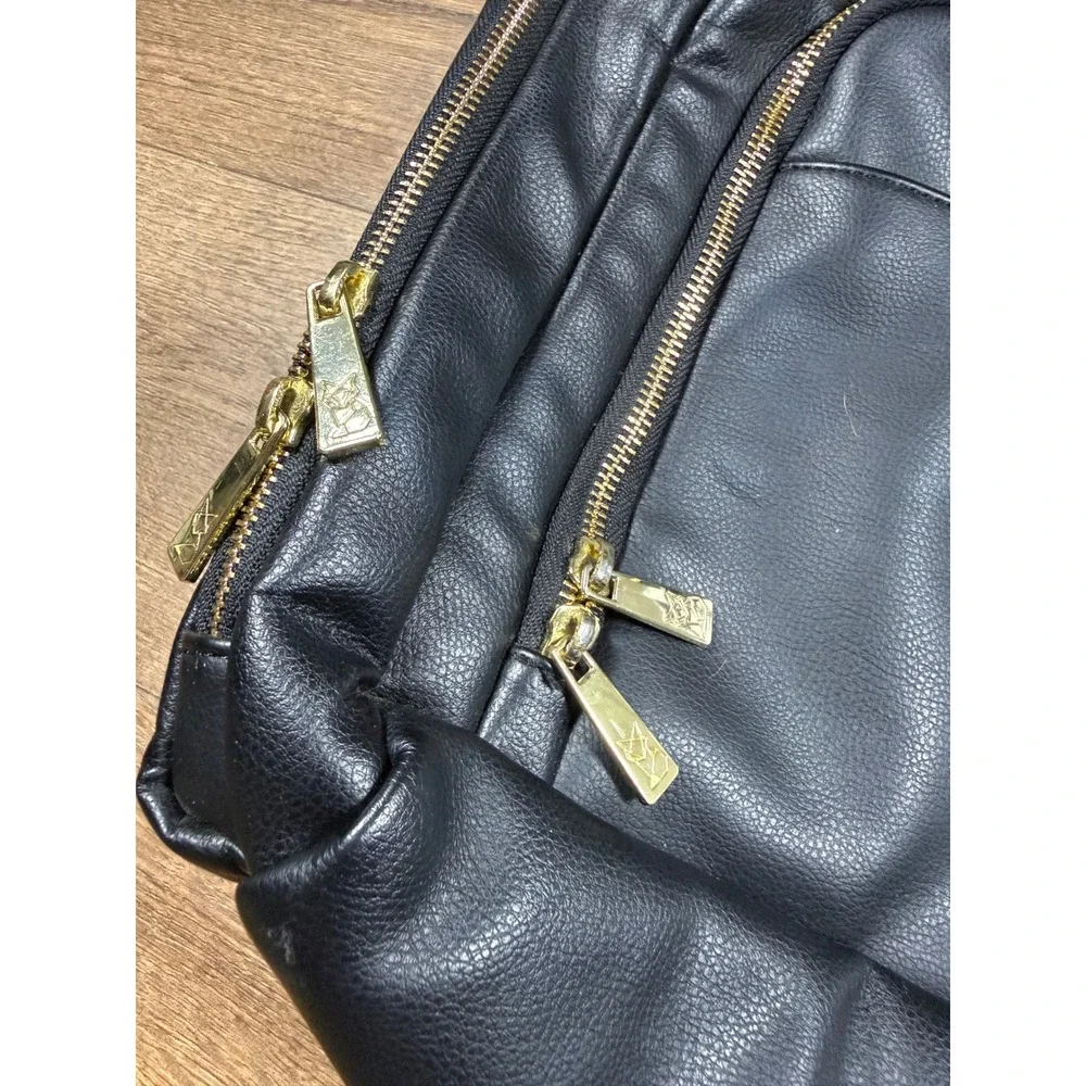 Greyfox Diaper Bag Backpack‎ Black Vegan Leather Gold Hardware